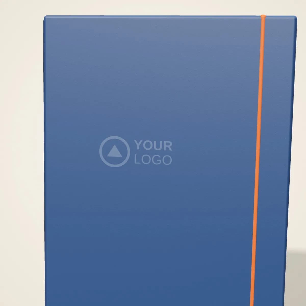 Close-up of the logo branding on the A5 PU Hardcover Notebook with Elastic Band