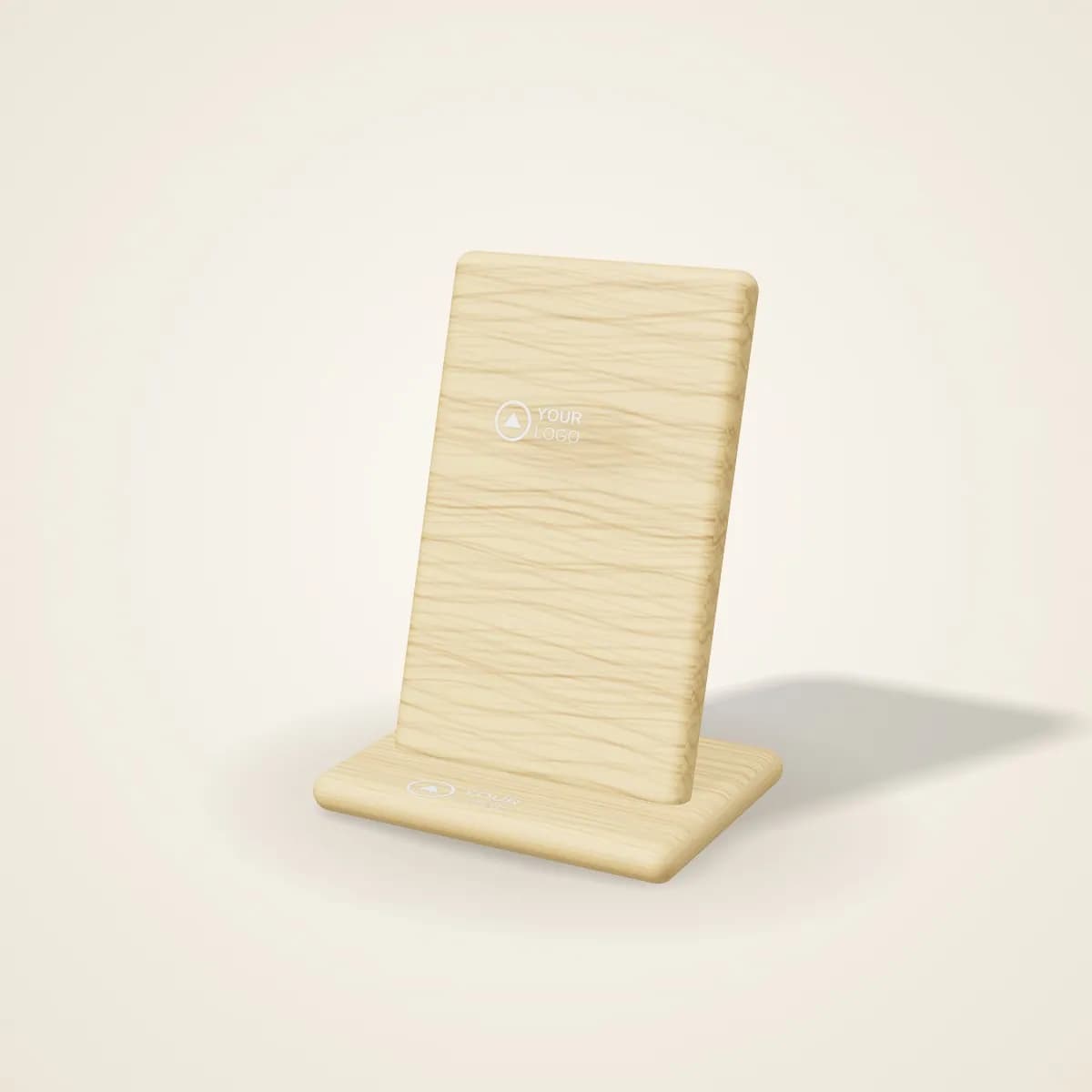 Bamboo Wireless Charging Phone Stand with a custom logo