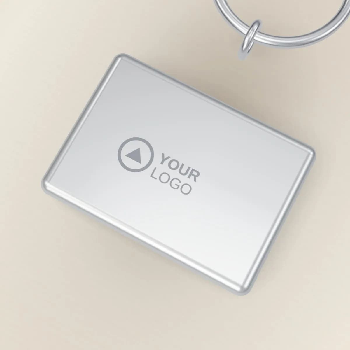 Close-up of the logo branding on the Metal Bottle Opener Keychain