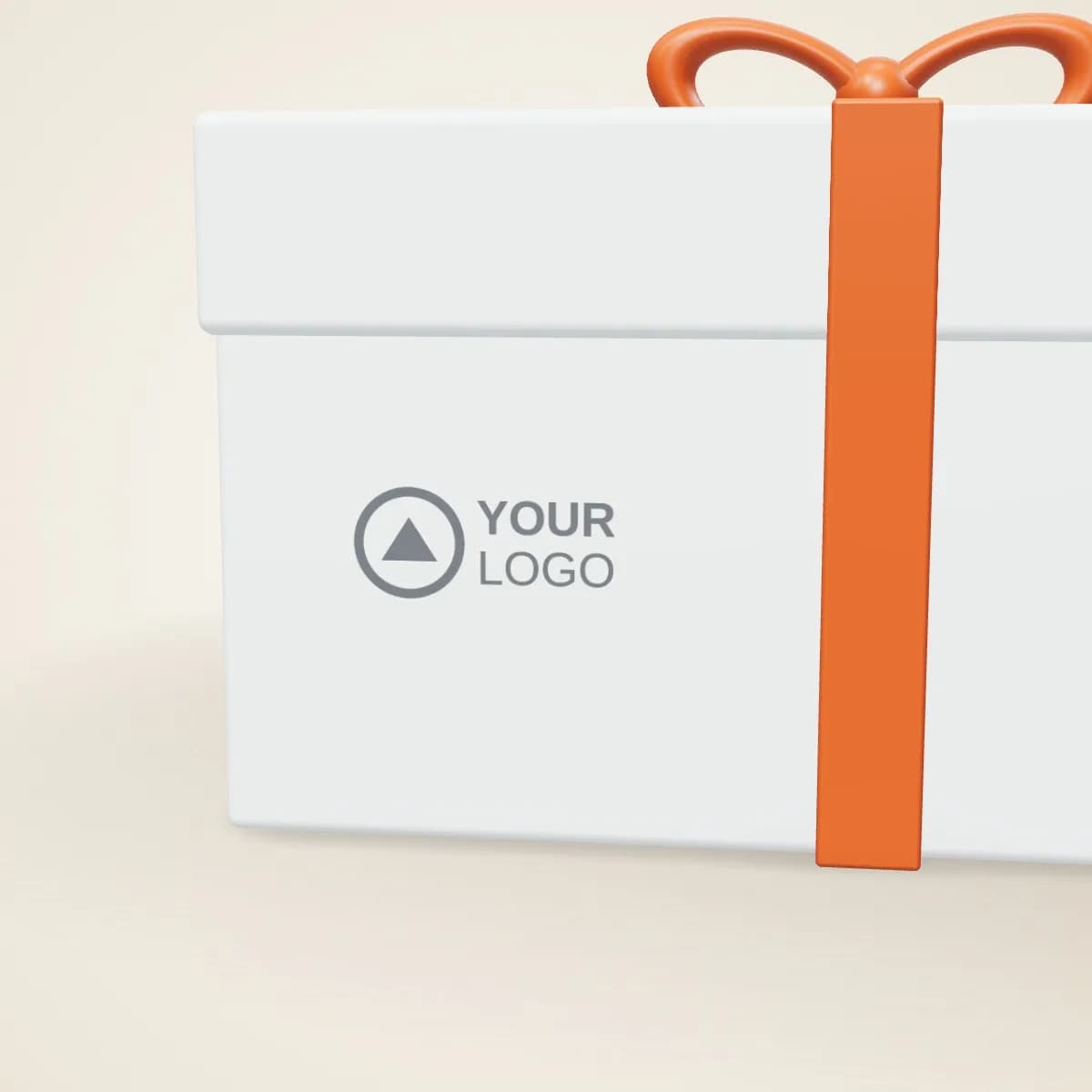 Close-up of the logo branding on the Clear Acrylic Gift Box with Lid