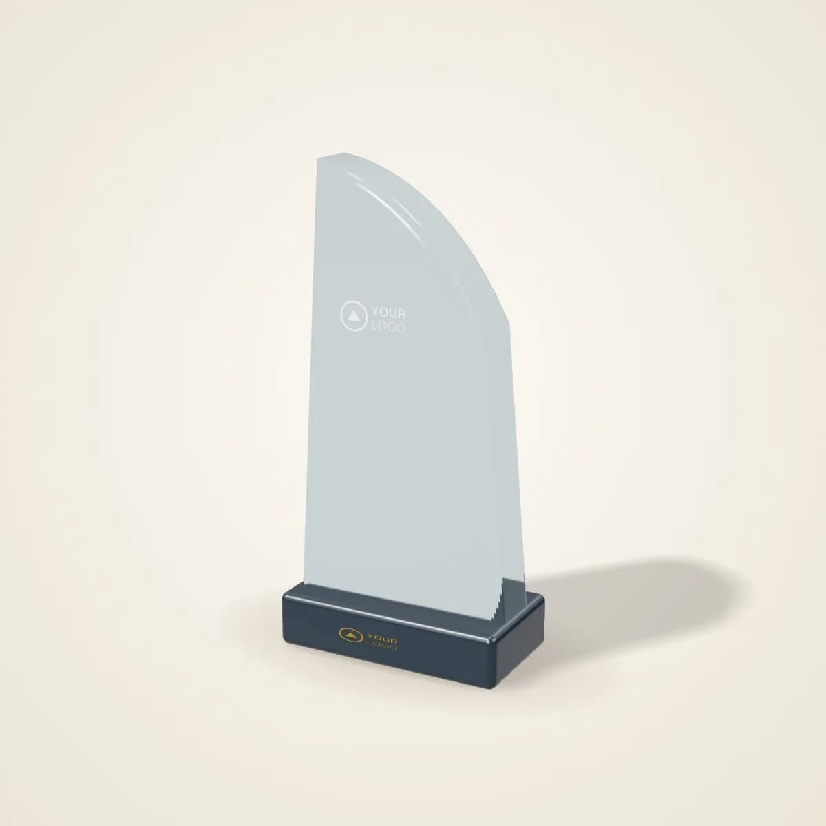 Crystal Globe Award on Stand with a custom logo