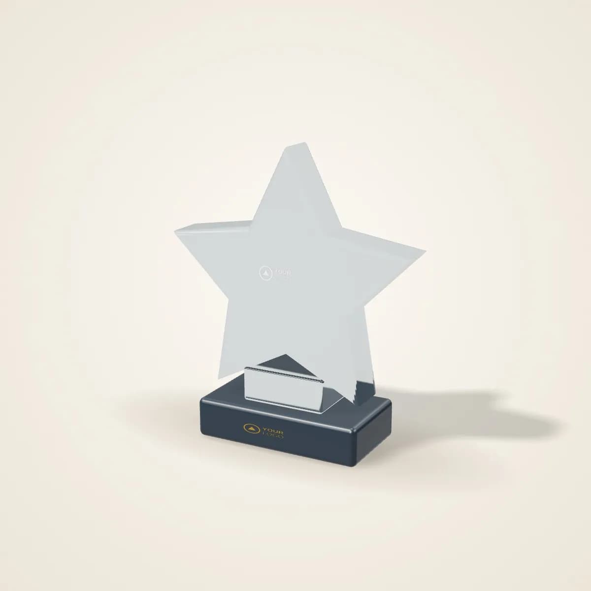 Crystal Star Award Trophy with a custom logo