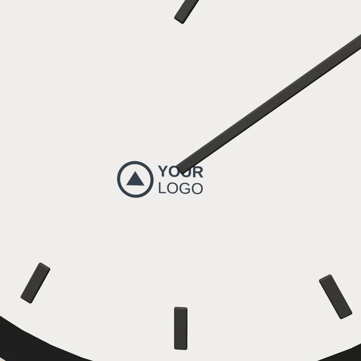 Close-up of the logo branding on the Digital LED Desk Clock with Temperature