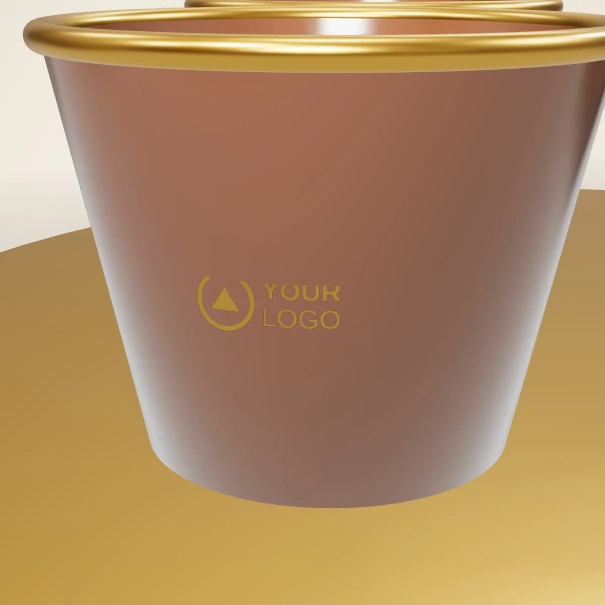 Close-up of the logo branding on the Engraved Wooden Coffee Serving Tray