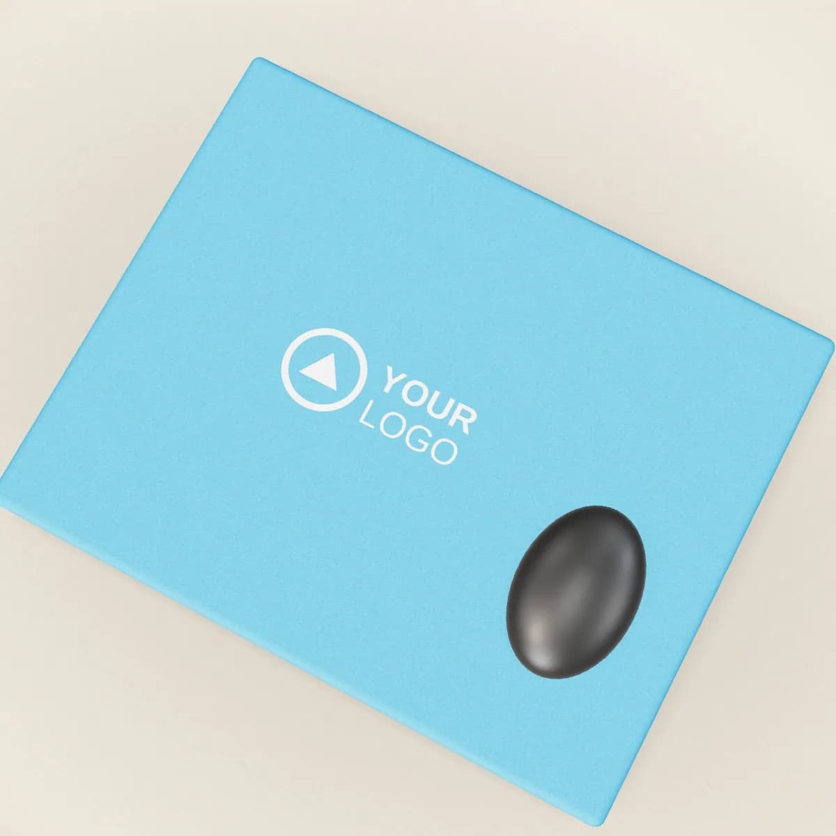 Close-up of the logo branding on the Full-Colour Printed Mouse Mat