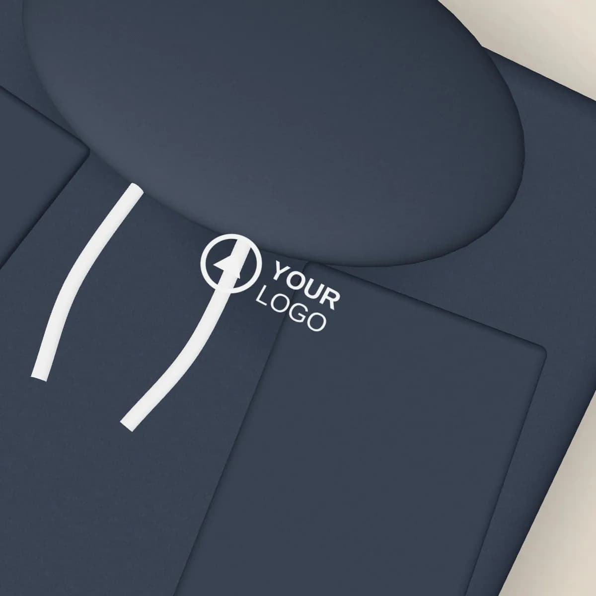 Close-up of the logo branding on the Full-Zip Hooded Sweatshirt 300 gsm