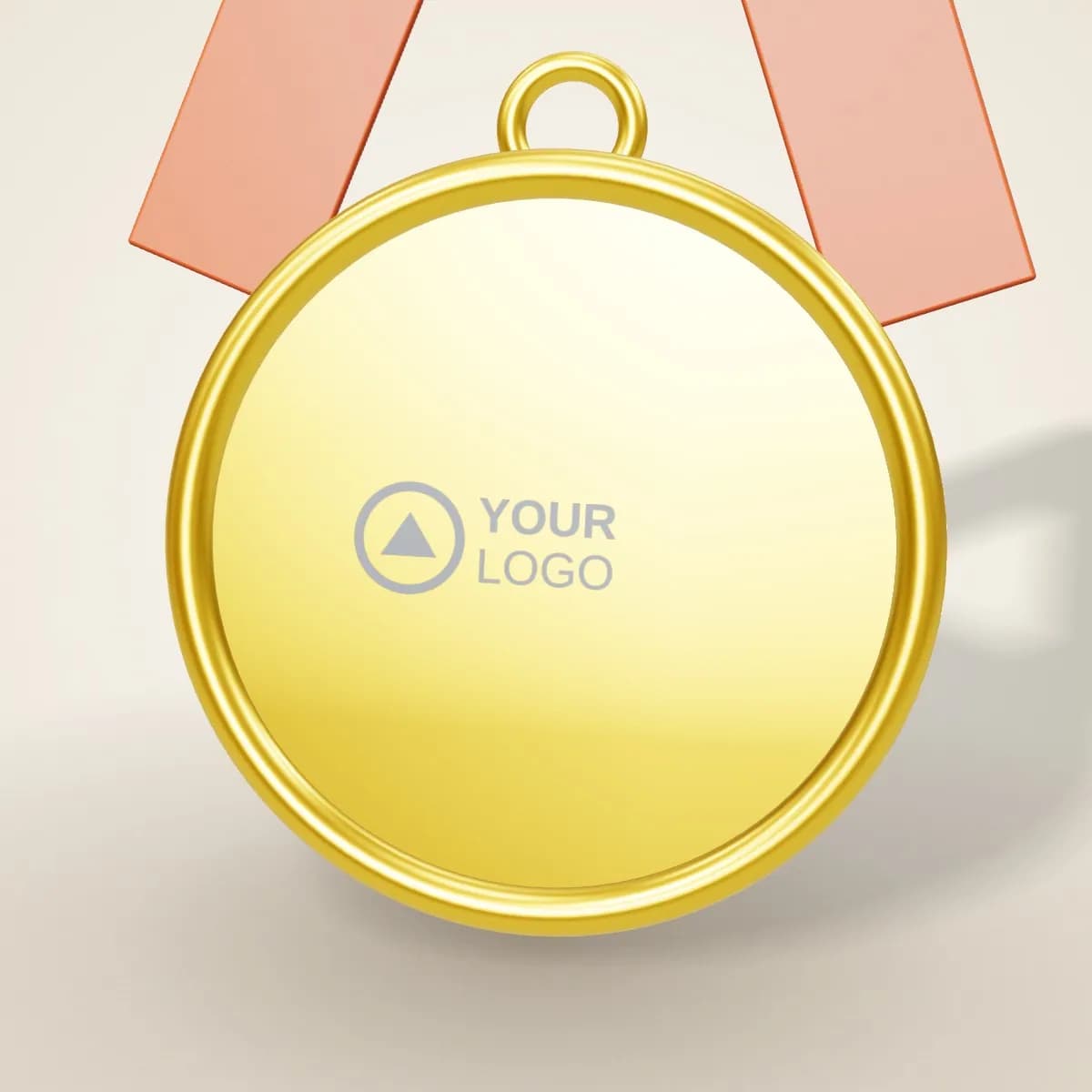 Close-up of the logo branding on the Glass Medal in Metal Frame with Box