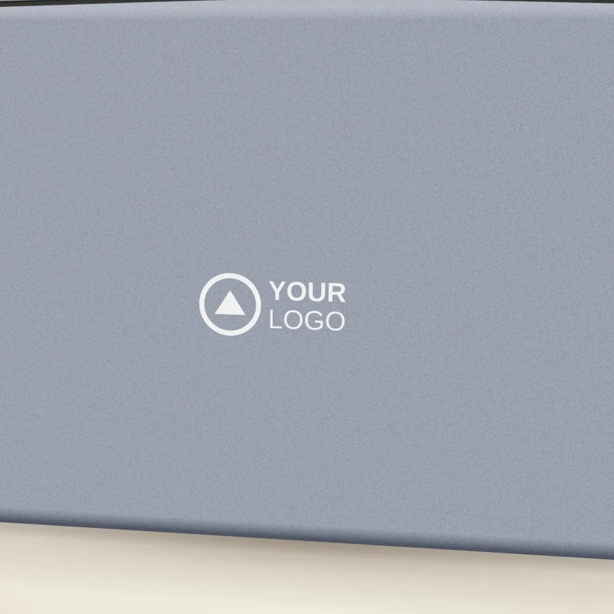 Close-up of the logo branding on the Laptop Organiser Case with Handle 14 Inch