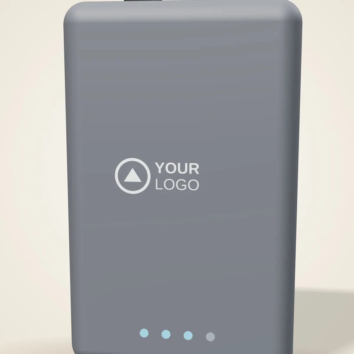 Close-up of the logo branding on the Laptop Power Bank 25,000 mAh 100W