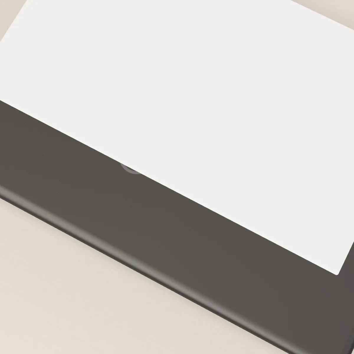 Close-up of the logo branding on the Slim Leather Business Card Holder