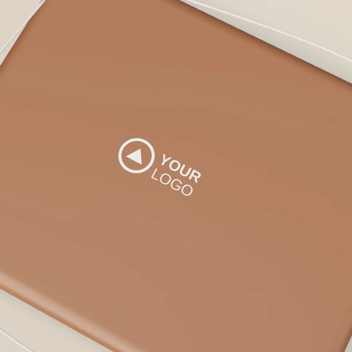Close-up of the logo branding on the Leather Money Clip Card Holder