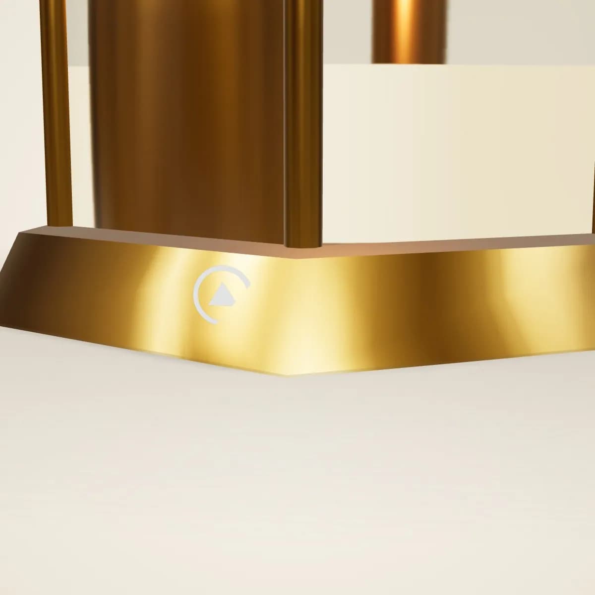 Close-up of the logo branding on the Metal Ramadan Lantern with Engraved Base