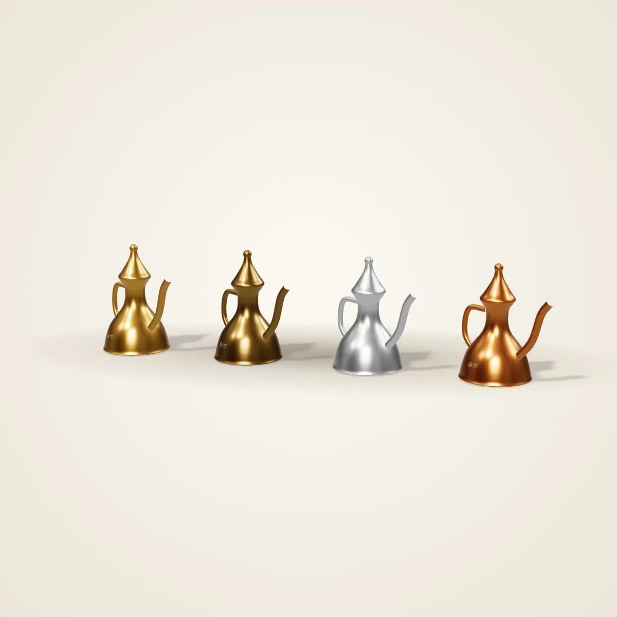 Miniature Brass Dallah on Wooden Base in a range of colours