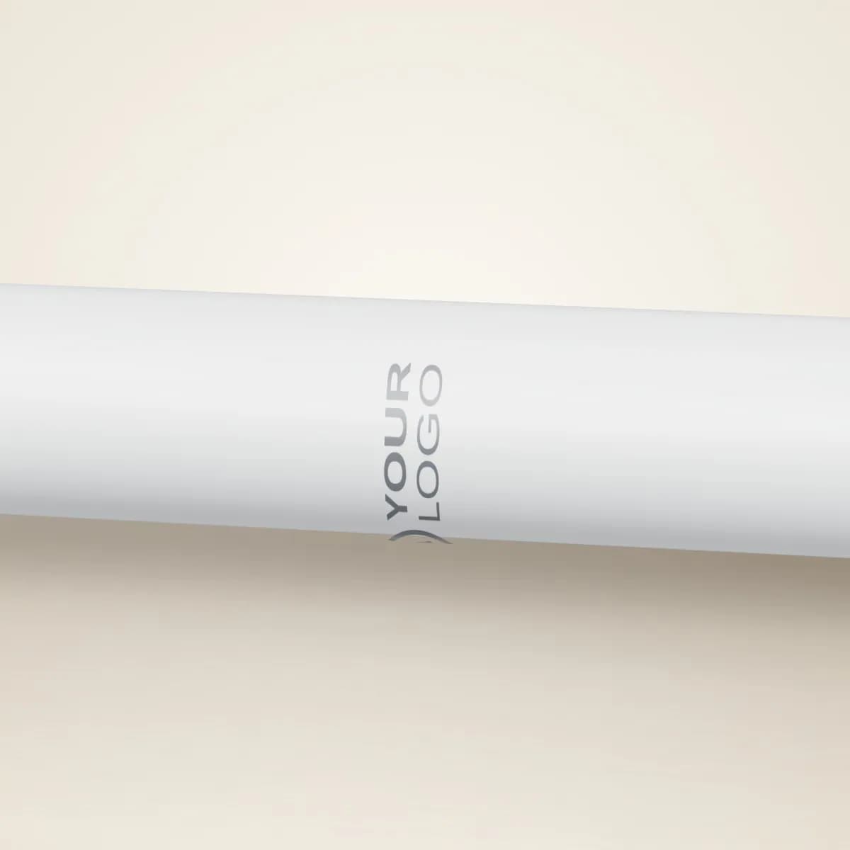 Close-up of the logo branding on the 6-in-1 Multi-Tool Pen with Ruler and Level