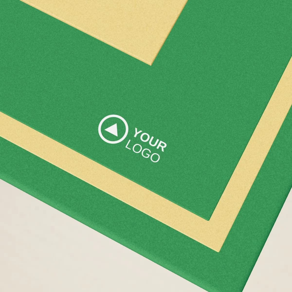 Close-up of the logo branding on the Padded Foam Prayer Mat with Carry Bag