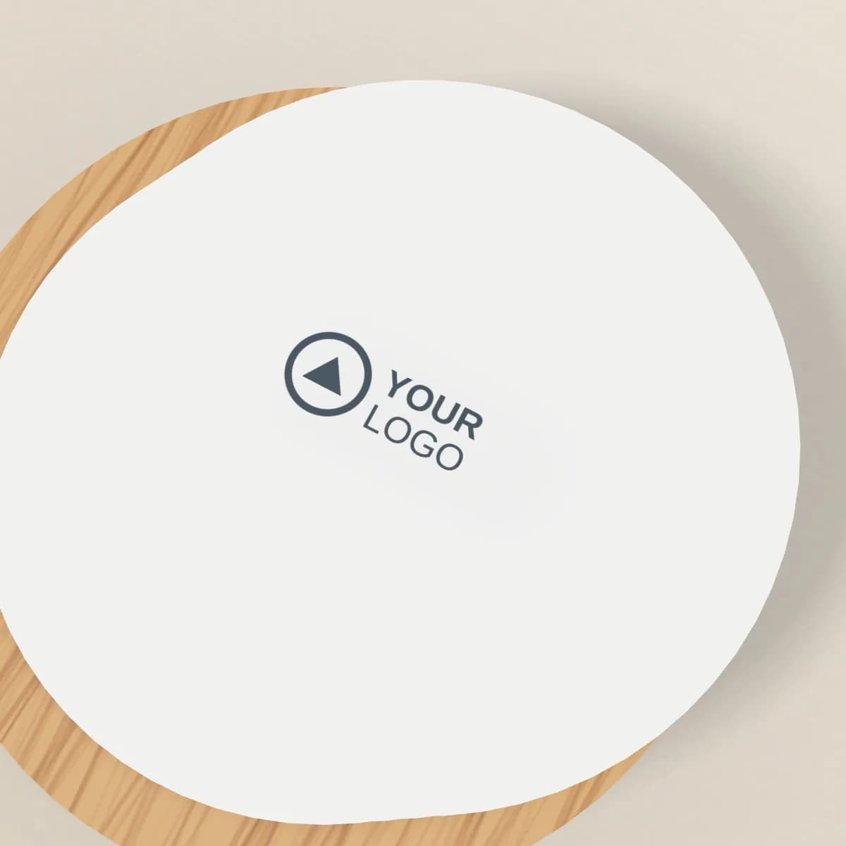Close-up of the logo branding on the Full-Colour Printed Hardboard Coaster Set of 4