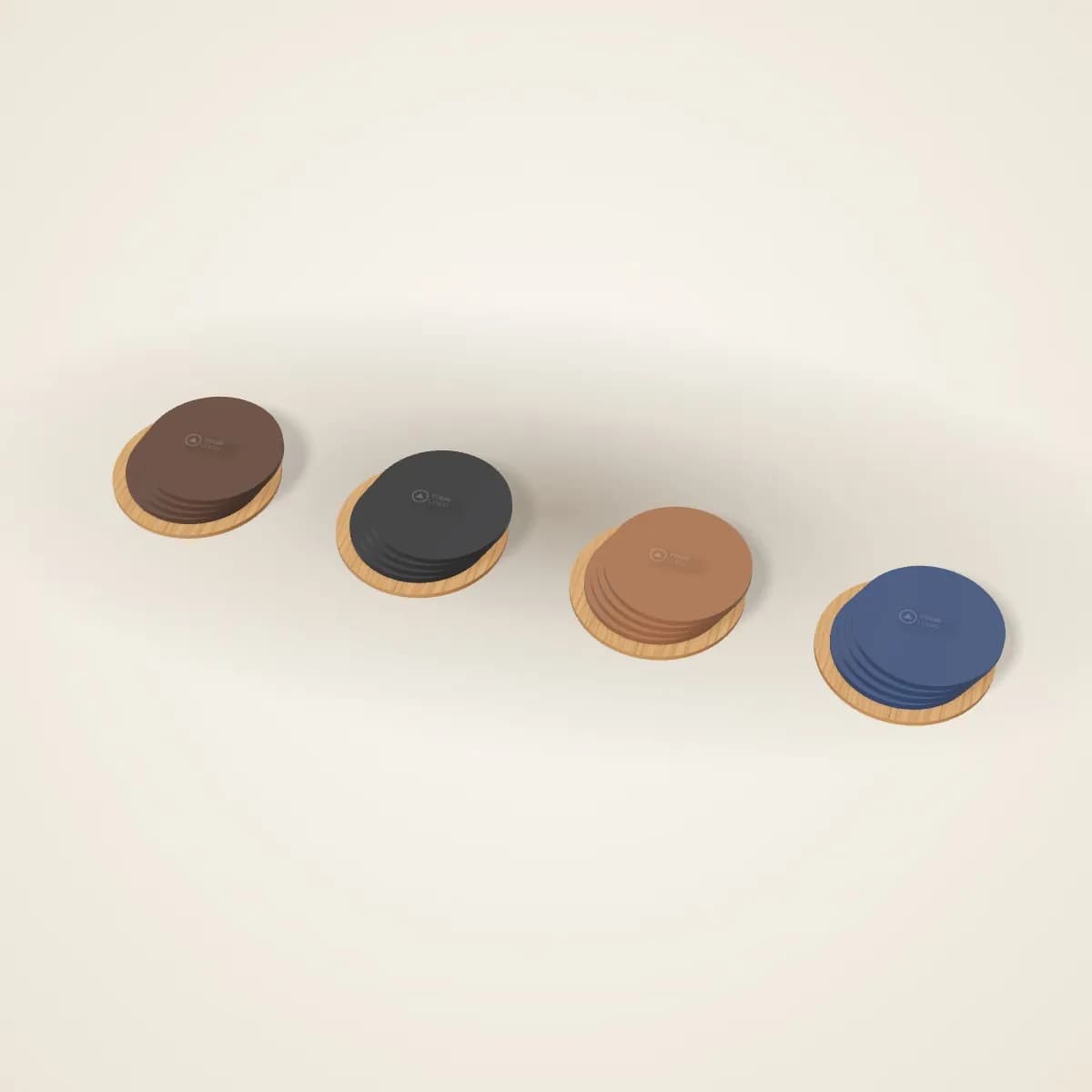 PU Leather Coaster Set of 4 with Holder in a range of colours