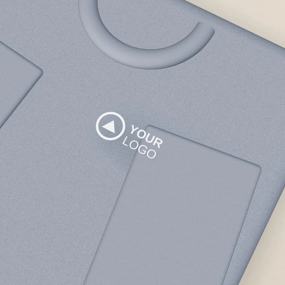 Close-up of the logo branding on the Recycled Cotton-Polyester Blend T-Shirt