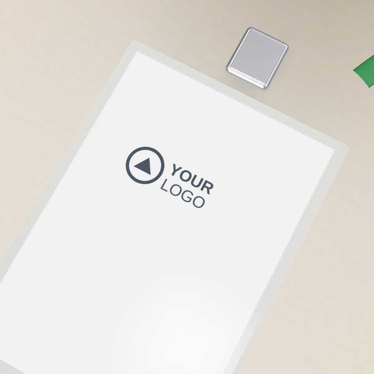 Close-up of the logo branding on the Recycled PET Lanyard with Safety Clip