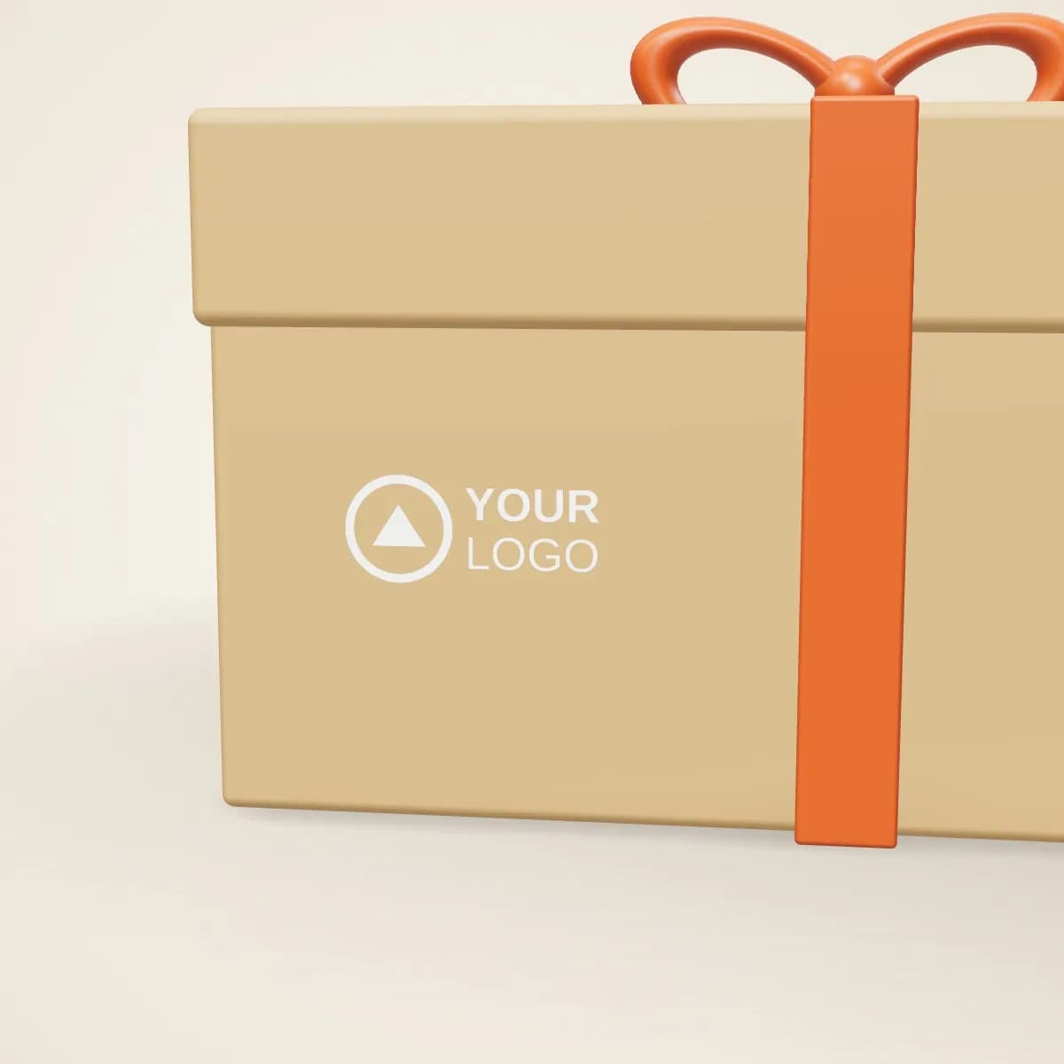 Close-up of the logo branding on the Round Paper Tube Gift Box