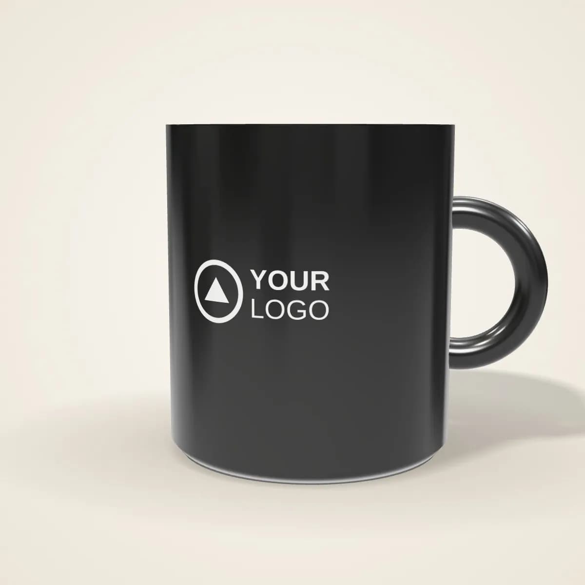 Close-up of the logo branding on the Self-Stirring Coffee Mug 400 ml