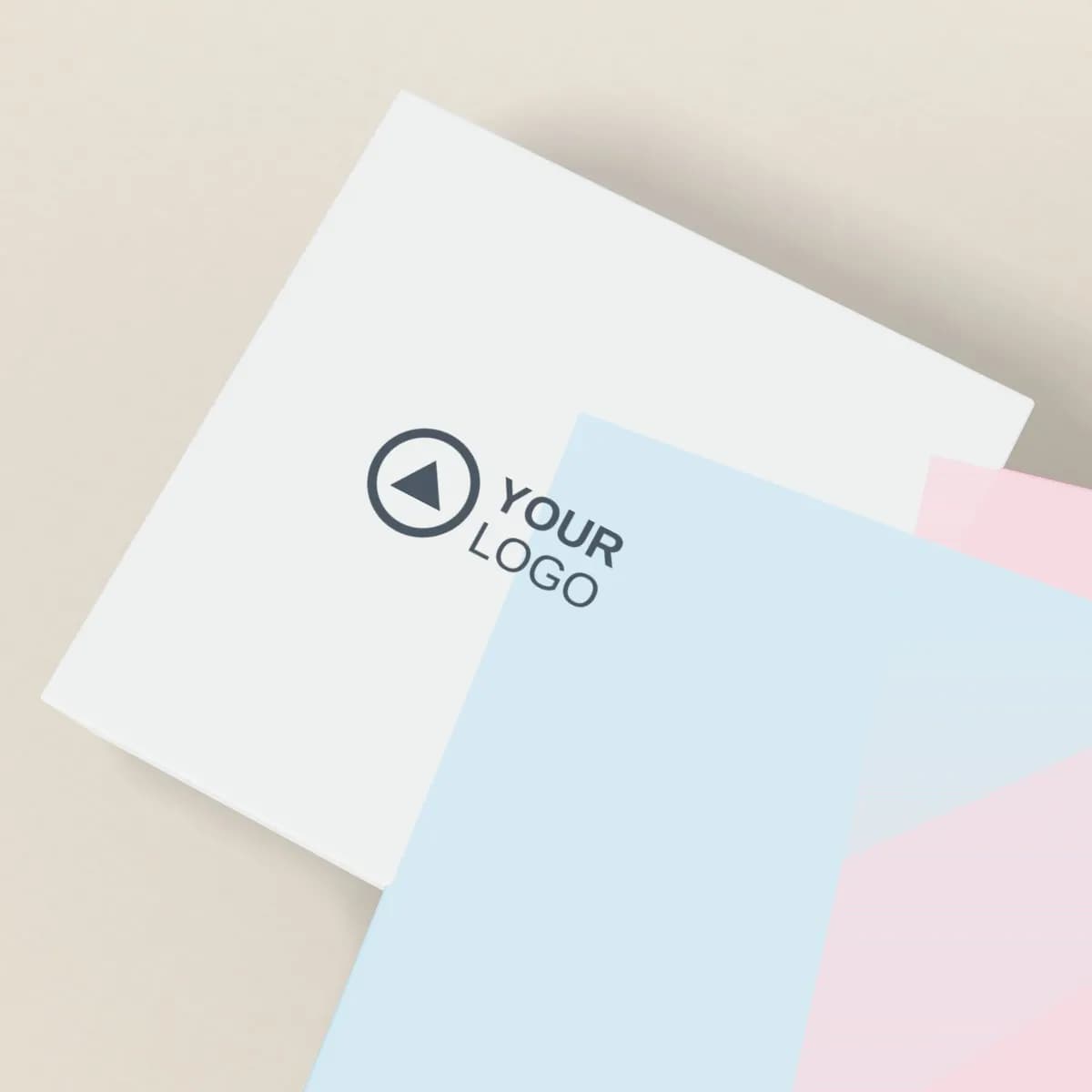 Close-up of the logo branding on the Transparent Sticky Notes Pad 76 mm