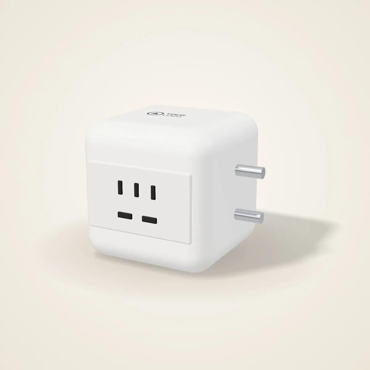 Travel Power Cube Socket with USB with a custom logo