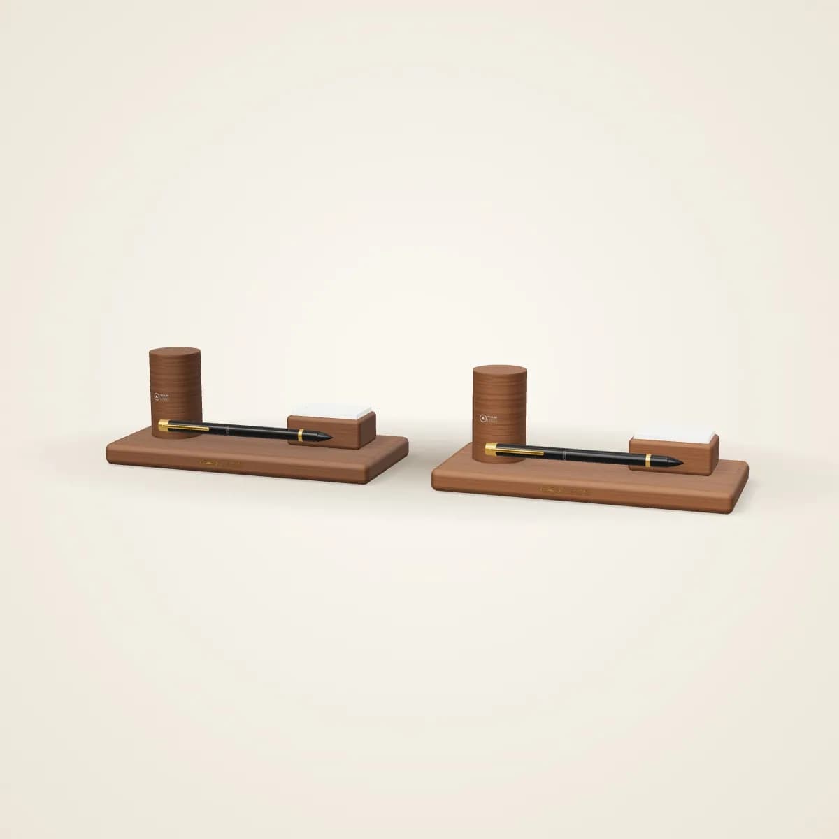 Walnut Wood Desk Set with Pen and Card Holder in a range of colours